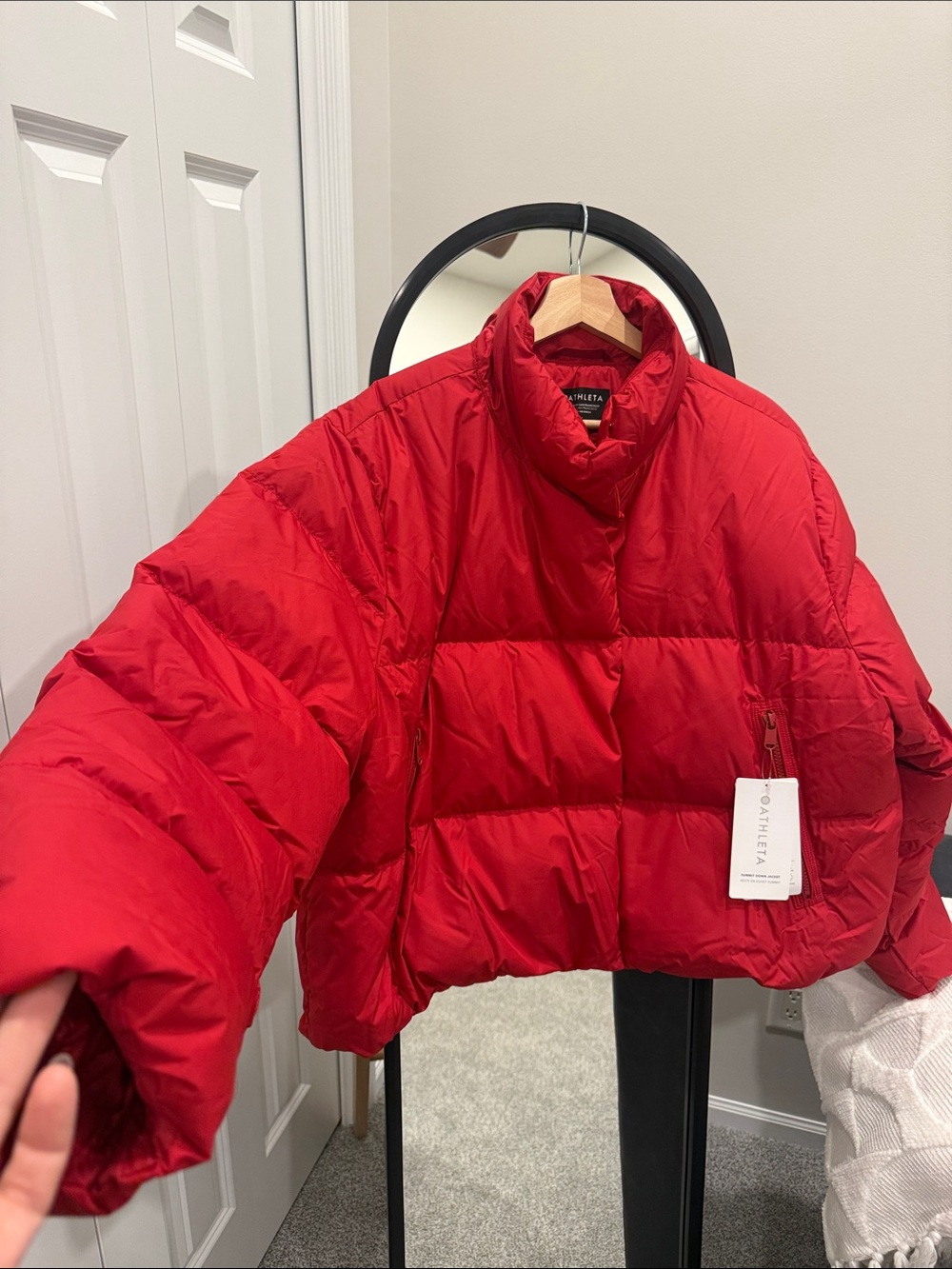 Athleta Brick/Tomato Red Puffer “Summit” down Jacket